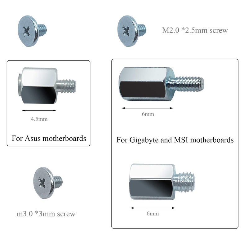 SGTKJSJS m.2 ssd Screws Kit, Nvme M2 Screws Suitable for Asus ASRock Gigabyte MSI Motherboard & Nvme SSD - Image 3